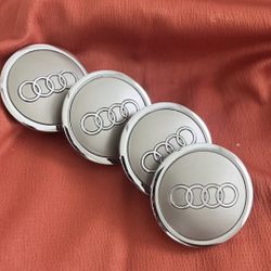 4 Audi Grey Chrome 69mm (2.72 Inches) Wheel Center Caps