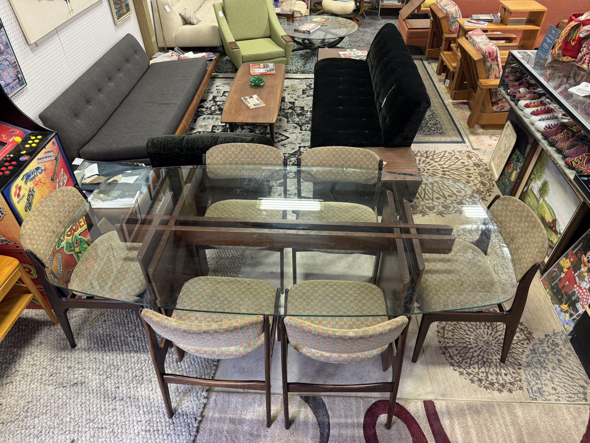 Beautiful Vintage Danish Rosewood & Glass Dining Set