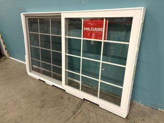 NEW! MILGARD 41×71 White Vinyl Horizontal Sliding Window with Grid Lines