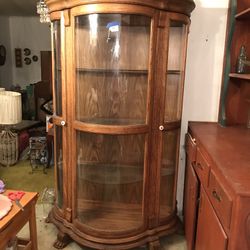 Antique Oak Curio Cabinet 
