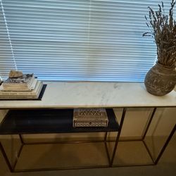 CB2 marble iron console black white gold