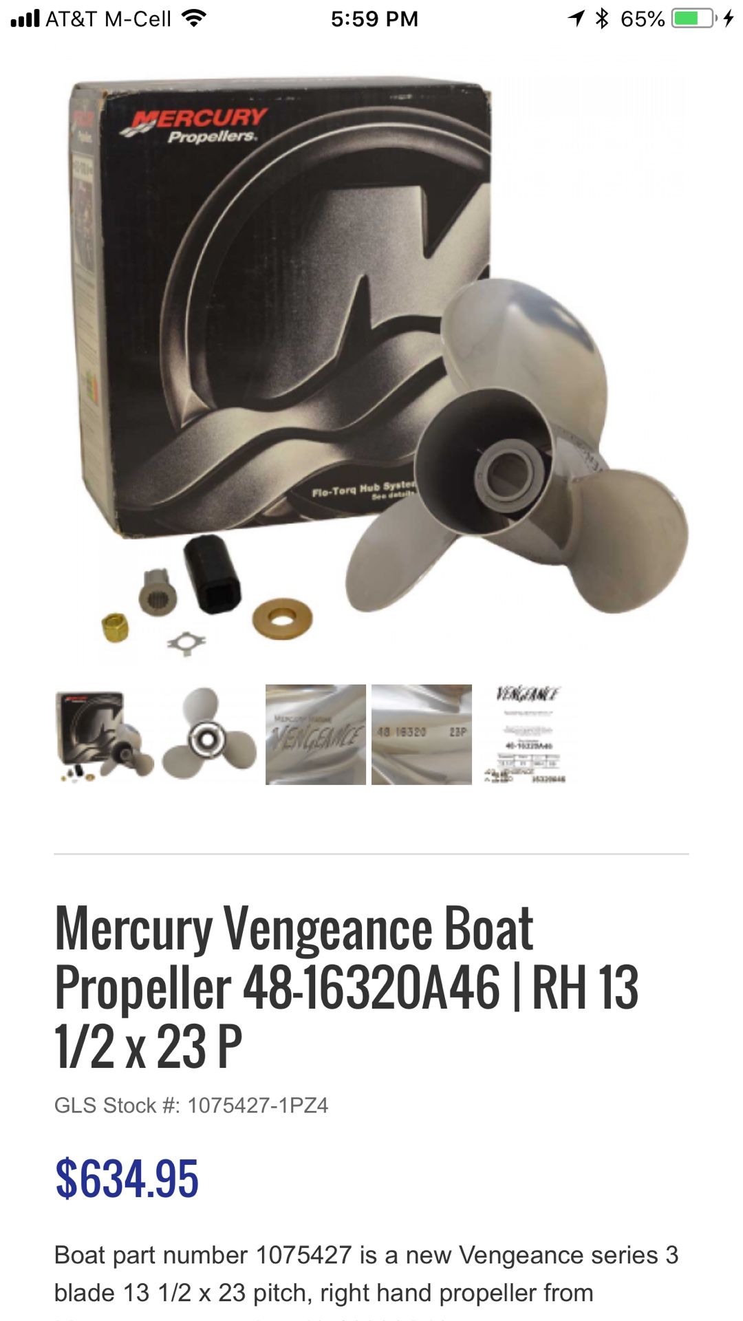 Mercury Marine Vengeance 23p prop