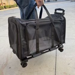 New In Box 25x14x14 Inches Large Size Bag Pet Dog Cat Carrying Luggage Travel Carrier Stroller With Detachable Dolly Cart 