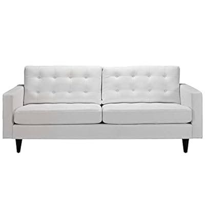 Modway Empress Mid-Century Modern Upholstered Leather Sofa In White