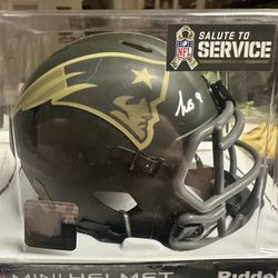 Kayshon Boutte Signed New England Patriots Riddell STS Speed Mini Helmet Beckett