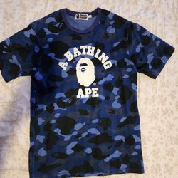 Bape Color Camo Blue college Tee  Size L