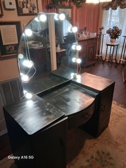 Vintage Lighted Wooden Dresser or Vanity