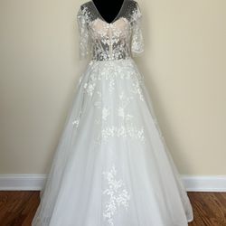 Sheer Lace Wedding Gown US 2/4
