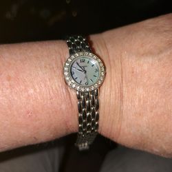 Dangle Watch Silver Toned With An Iridescent Face