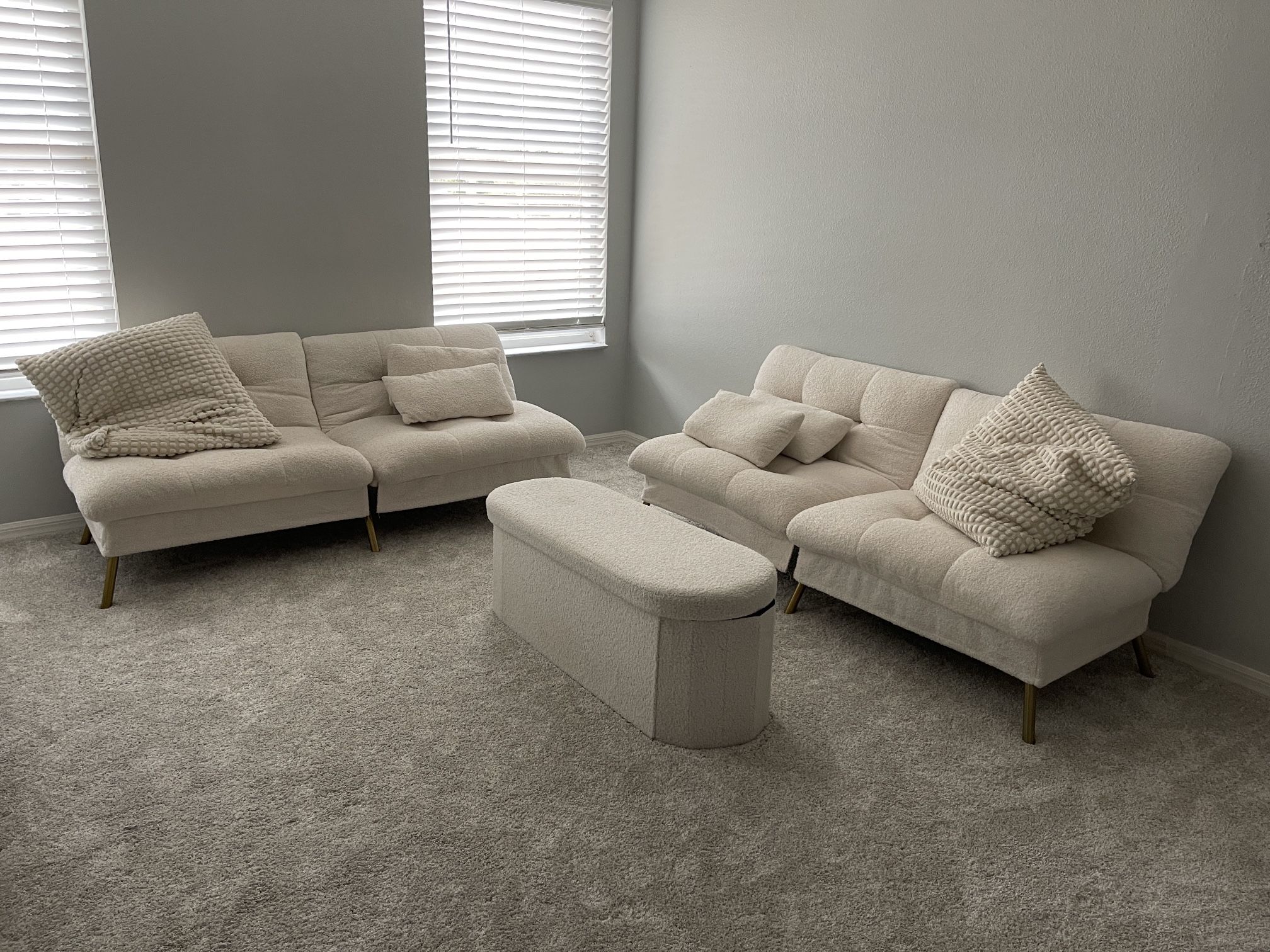 Futon Couches With All Pillows And Storage Ottoman