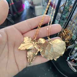 Two Gold-plated Leaf Necklaces