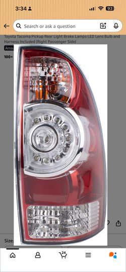 Boine Tail Light Right Passenger Side Compatible With 2005-2015 Toyota Tacoma Pickup Rear Light Brake Lamps LED Lens Bulb and Harness Included (Right 