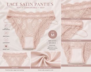 NEW Lace Floral Mesh Panties - Size M - Nude Pink