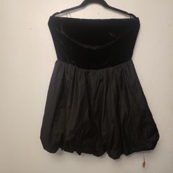 Black Velvet Strapless Dress