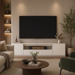 White low profile tv stand