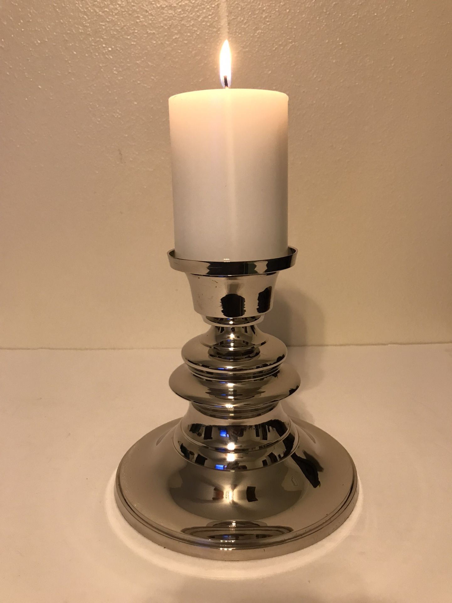 Vintage Andrea by Sadek Chrome Plated 6 1/2” Tall Weighted Pillar Candle Holder