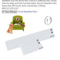 SEERWAY Scat Pet Shock Mat 2 Pieces in Different Size, Shock Pads for Dogs and Cats Training Indoor, Electric Repellent Mat Keeps Pets Off Couch, Sofa