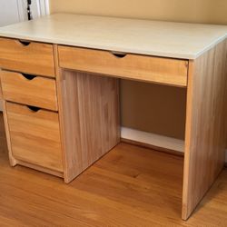 Solid Maple Desk And Chair And Bookshelf Set