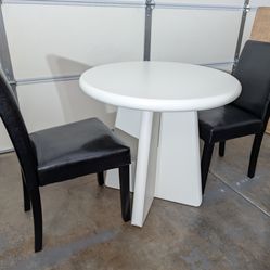 New Out Of The Box! 🤍Solid White Wooden Dining Table w/ Black Vegan Leather Chairs