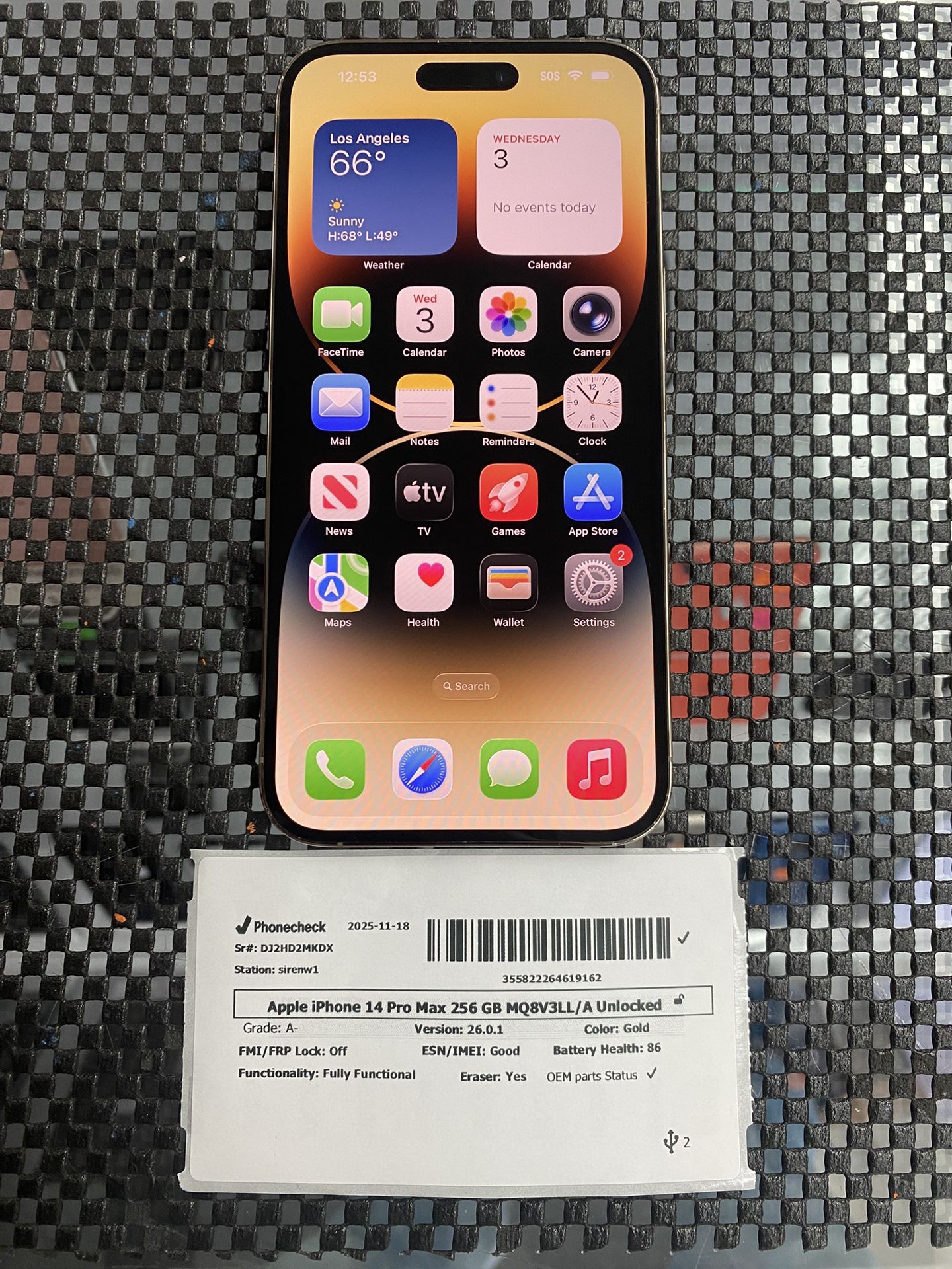 Unlocked Apple iPhone 14 Pro Max 256GB 86% BH Gold