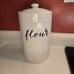 New Threshold White Ceramic Flour Canister