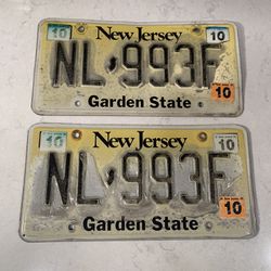 New Jersey License Plates Matching Pair Tags Garden State