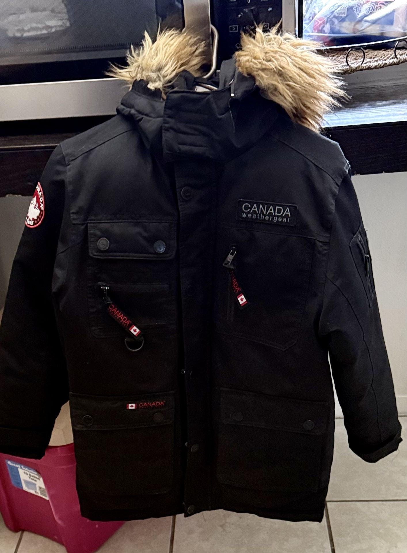 Canada Weather Gear Coat Jacket Kids Med SZ 10 12 Hood Zip Snaps Black Double,All Products : American Fashion Style Bags On Sale