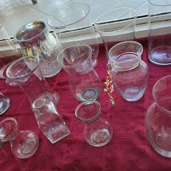 15 Clear Glass Vases. 