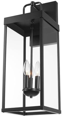 New 30in Large Square Outdoor Wall Lantern Black Waterproof Porch Light Sconce E12