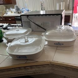 Vintage Corning Ware Radarange Microwave Browning Skillet Set (3)