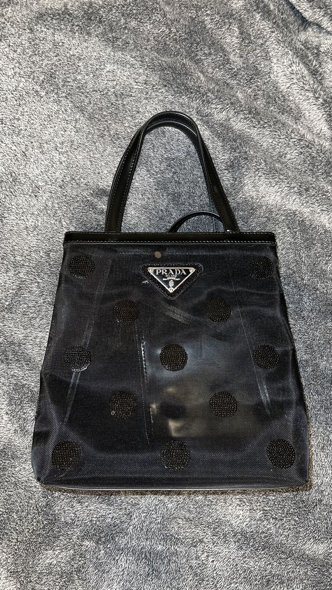 small black mesh prada purse