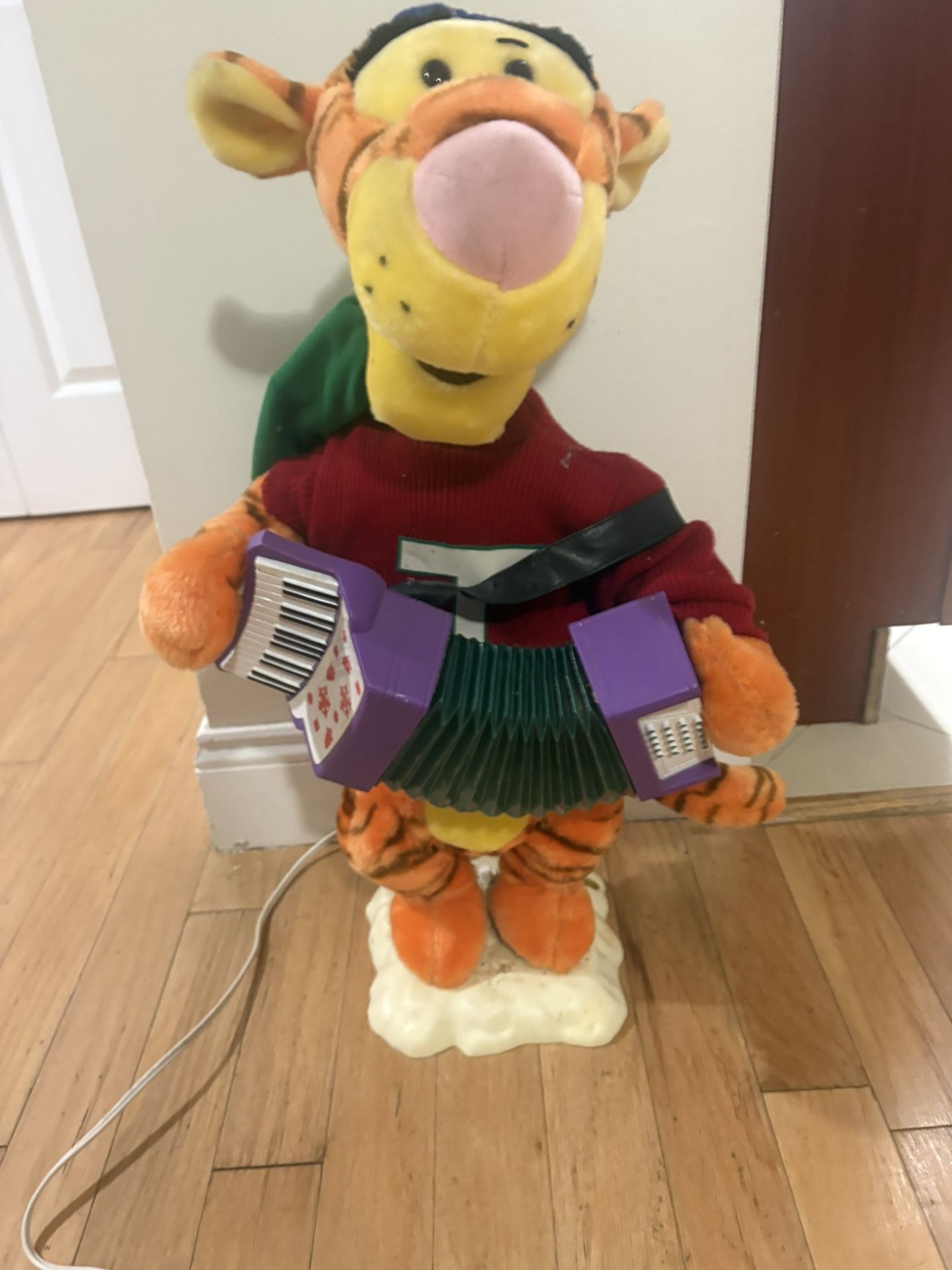Vintage 1995 Telco Animated Tigger With Accordion, Christmas