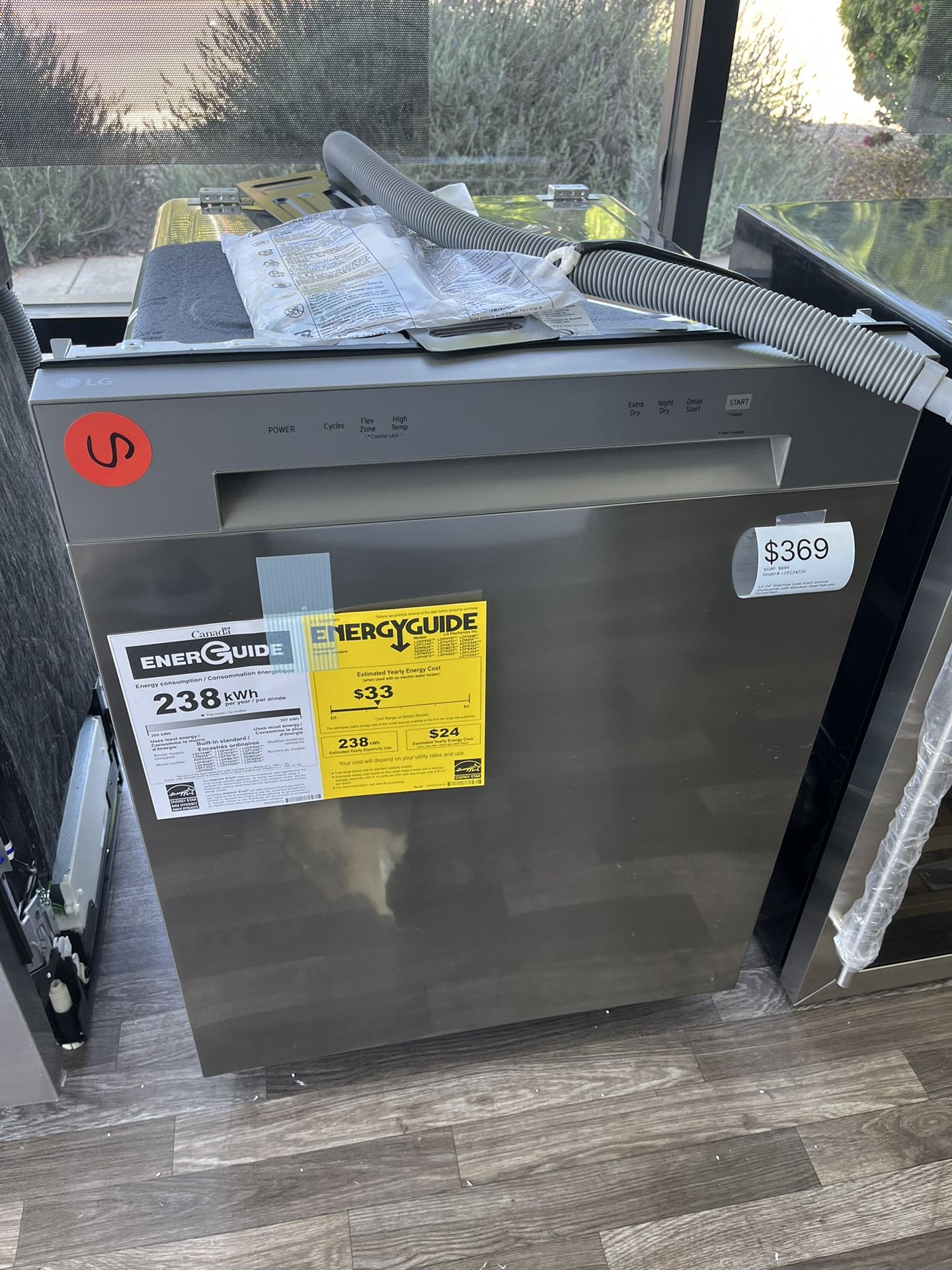 $369 LG 24” Front Control Dishwasher, Open Box, One Year Warranty