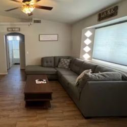 Couch With Chase Lounge And Pull Out Sleeper.  Comfortable And Clean 