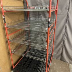 Industrial tray shelves, racks, storage.   Preowned, price is firm. 