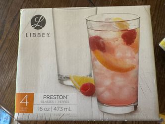 Libby Preston 4 Glasses 16 OZ  NEW