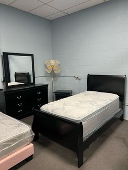 4PC Black Twin Bedroom Set