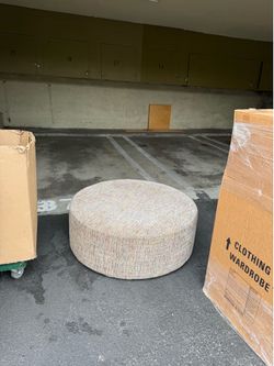 Round Ottoman Table Beige Color