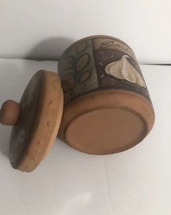 Decorative Terrocatta Garlic Jar with Lid
