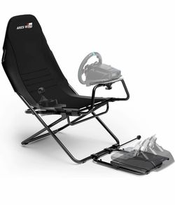 Open Box -ARES WING Foldable Racing Simulator Cockpit, Racing Wheel Stand with Seat, Space Saving Sim Racing Rig for Small Spaces with Fanatec, Drivin