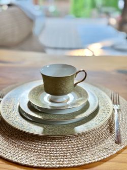Gold Floral Porcelain Dinnerware Set