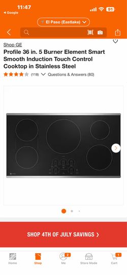 GE Profile 36 in. 5 Burner Element Smart Smooth Induction Touch Control Cooktop in Stainless Steel