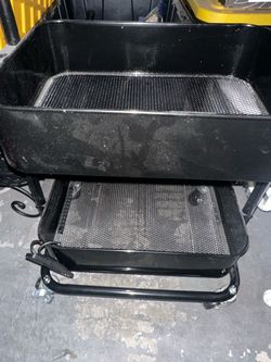Black Metal Rolling Utility Cart 3- tier
