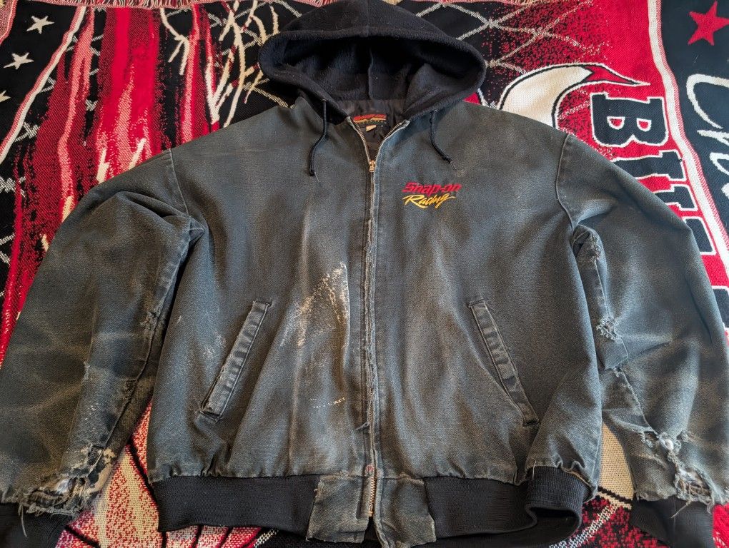 Thrashed Vintage Distressed Carhartt Style Snap On Nascar Racing Jacket