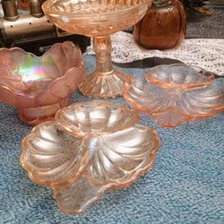 A Lot Of Five (5) Pieces Of Carnival Glass