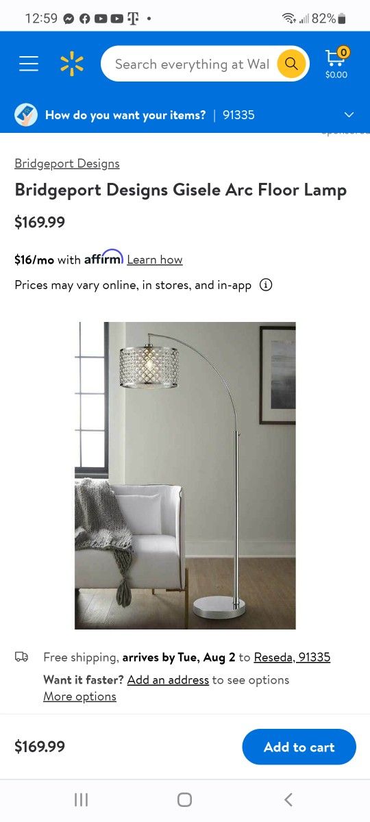 Bridgeport Designs Gisele Arc Floor Lamp $100