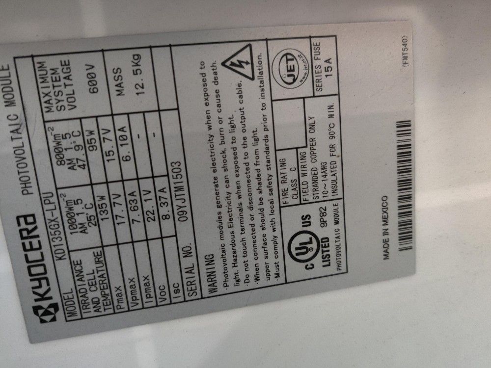 135W 12V Solar Panel KD135GXLPU for Sale in Irvine, CA OfferUp