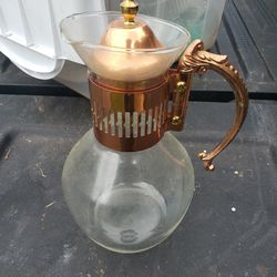 vintage glass carafe with lid 