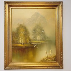 Vintage Certified Oil Picture Signed Wood Frame Nature Motive
