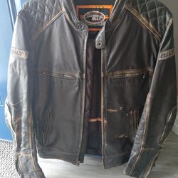 Bilt Mens Leather Motorcycle Jacket 